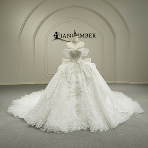 Robe de mariée longue en dentelle et sequins avec appliques en cristal, modèle GT26062, pour femme - Product Image 1