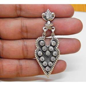 925เงินสเตอร์ลิงต่างหูนิลวินเทจต่างหูแบบห้อยอัญมณีสีขาวทำด้วยมือกระดุมเพทายลูกบาศก์ไอเดียของขวัญที่ทันสมัย - Product Image 4