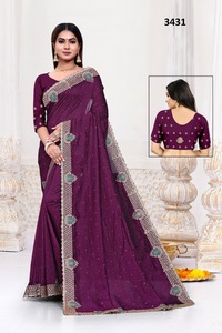 ชุดส่าหรีอินเดียแบบดั้งเดิมสำหรับผู้หญิงสำหรับงานแต่งงานและงานเลี้ยง - Product Image 3