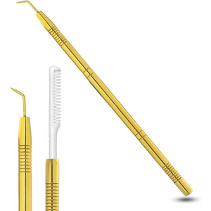 Kit de recourbe-cils en acier inoxydable couleur or, avec peigne de séparation pour extensions de cils - Product Image 1