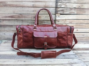 Handmade Large Vintage Genuine Leather Duffle <b>Bag</b> Fashionable Custom Weekender <b>Gym</b> Travel Zipper <b>Ladies</b> Sport Overnight Candy - Product Image 5