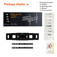 Support mural pour téléviseur 32-70 pouces en acier laminé à froid, entièrement articulé avec bras double inclinable et pivotant, capacité de charge de 35 kg