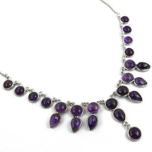 Collar con Colgantes y Dijes de Plata de Ley 925 con Piedra Preciosa de Amatista para Mujer - Product Image 1
