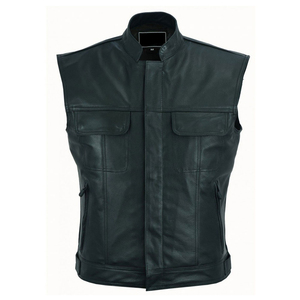 Gilet en cuir véritable pour homme, 100% cuir de mouton, sans manches, respirant, court, dernière collection hiver 2026, très demandé - Product Image 5