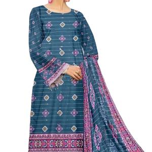 Haute Qualité Dames Pakistanaise Shalwar Kameez Top-Law Print Costumes En Coton Plus Options De Taille Disponibles - Product Image 1