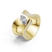 Bague ouverte pour homme en argent 925 avec pierres précieuses, design original de bijoux, fabricant de luxe, bords torsadés, rubis, zircone cubique taille marquise