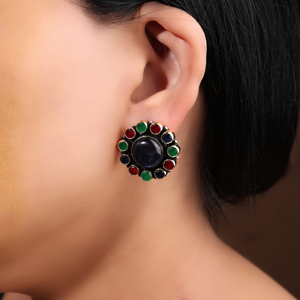 Pendientes de Flores Multicolores, Hechos a Mano, Chapados en Oro Oxidado, Turquesa, Joyería Étnica Vintage para Mujer - Product Image 2
