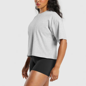 Camiseta de algodón 100% con hombros caídos de gran tamaño de alta calidad, ropa informal, camiseta de manga corta en blanco de peso pesado para gimnasio - Product Image 2