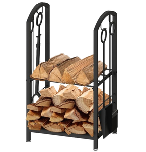 Petit support de rangement intérieur et extérieur en fer forgé pour ranger les bûches Porte-bûches en métal de forme personnalisée - Product Image 4