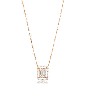 Baguette CZ Pierre Charme Collier En Gros Turc 925 En Argent Sterling Collier Femmes Bijoux - Product Image 6