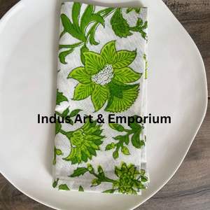 Juego de 6 servilletas y 6 esteras de algodón indio, estampado Floral - Product Image 2