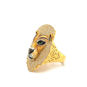 แหวนสัตว์ร้ายและเพชร masonite ที่มีหน้าวงแหวนคมสีทองเงินสำหรับทุกเพศ - Product Image 2