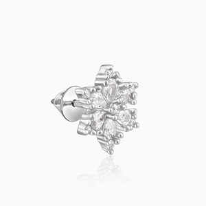 Boucles d'oreilles élégantes en flocon de neige fleuri en argent diamant religieux à la mode pour les fêtes cadeaux bijoux en acier inoxydable en cuivre - Product Image 6