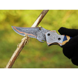 Edición limitada COBRE DAMASCO ACERO Cuchillo de bolsillo Hecho a mano Aniversario Cobre Cuchillo plegable Regalo único y personalizado - Product Image 4