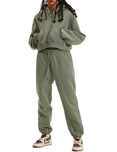 Chándales Unisex de Felpa Francesa Gris Verde de Invierno de Alta Calidad, 100% Algodón Ecológico, Reversibles, Talla Grande para Mujer - Product Image 5