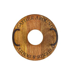 Plateau de service rond en bois, plateau à charcuterie, planche à fromage avec poignées métalliques, plateau décoratif, taille personnalisée, couleur bois naturel - Product Image 5