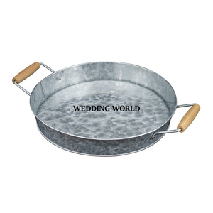 Bandeja de servicio galvanizada de calidad superior Forma redonda Hecho a mano Venta caliente Diseñador Vajilla de lujo Venta al por mayor Bandeja de servicio de metal - Product Image 3