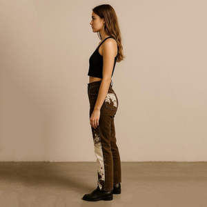 Pantalon en cuir lisse, mode urbaine, pour femmes, hiver, imperméable, coupe régulière, taille haute, jambe droite, longueur entière - Product Image 1