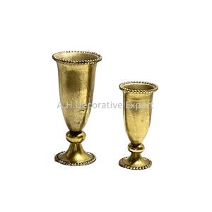 Juego de 2 Cuencos Decorativos de Aluminio Hechos a Mano con Acabado Dorado para Centros de Mesa, Exhibición de Flores y Decoración del Hogar - Product Image 6
