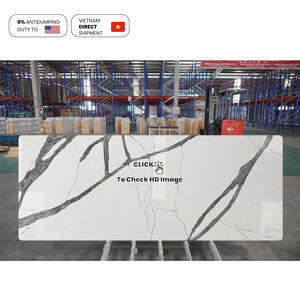 Table à manger noire à veines audacieuses Table à manger artificielle résistante à la flexion Calacatta Table à manger supérieure en quartz pour 8 personnes - Product Image 3