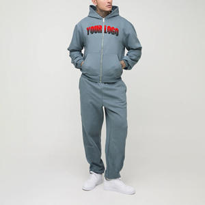 OEM/ODM men's 2 piece set oversized <b>Hoodie</b> & trouser Men Casual wear pullover Tracksuit 100% cotton drop shoulder man twin suit - Product Image 4