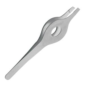 Pince à épiler pour les sourcils en acier inoxydable de qualité supérieure, 4 pouces, pointe plate inclinée, finition satinée, fabriquée au Pakistan - Product Image 1