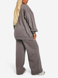 ชุดวอร์มผู้หญิงผ้าฟลีซ 2 ชิ้น สำหรับฤดูหนาว ผ้าฝ้าย 100% สกรีนโลโก้ตามสั่ง ซิปหลวม สไตล์ไฮสตรีท - Product Image 5