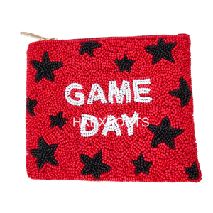 Porte-monnaie perlé WOO PIG Gameday fait à la main pour les femmes personnalisé esprit d'équipe perlage fermeture à glissière pochette doublure en polyester quantité minimale de commande 3 pièces - Product Image 2