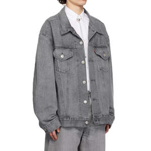 Chaquetas de invierno de mezclilla para hombre, transpirables, con capucha, forro polar, de alta calidad, con logotipo personalizado, cremallera frontal, estilo oversized, para exteriores. - Product Image 5