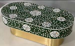 Mesa de centro de estilo moderno ecológico con incrustaciones de hueso, mueble de lujo hecho a mano con madera, disponible a un precio razonable. - Product Image 5