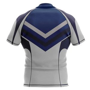 Camiseta de rugby ventilada con paneles de contraste de estilo de cuello moderno Diseño de ajuste cómodo y opciones de ilustraciones de equipo sublimadas en negrita - Product Image 2
