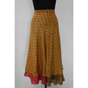 Falda Maxi Bohemia con estampado floral reversible, tela Sari vintage estilo Indio Gitano, cintura natural, moda de verano para mujer - Product Image 1