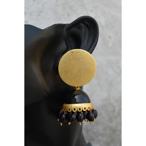 Cuentas largas de latón con acabado de mate dorado, jhumki, pendientes de tuerca de piedra, partywear tradicional de meenakari para niñas y mujeres - Product Image 4