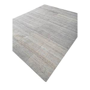 Tapis en laine noué à la main AKWL-1691, motif patchwork gris et noir, pour salon, entrée, couloir, forme puzzle rectangulaire - Product Image 2