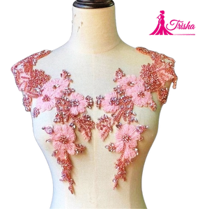 Apliques de cuentas de mano rosa para mejorar prendas y vestidos elegantes - Product Image 1