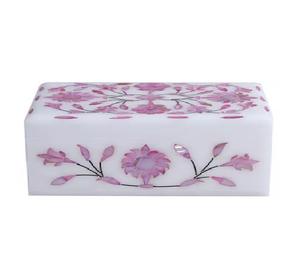 กล่องใส่เครื่องประดับหินอ่อนสีขาวประดับมุกสีชมพู |   กล่องเก็บของสุดหรูทำมือ - Product Image 3