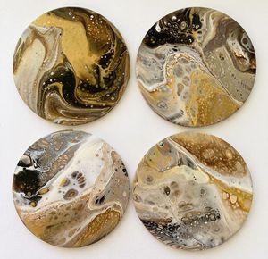 DIVERS sous-verres en résine de luxe faits à la main, coussinets carrés de couleur personnalisables pour ensemble de tapis de table de cuisine au meilleur prix - Product Image 6