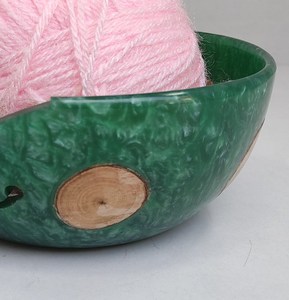 Cuenco de hilo de madera epoxi de resina artesanal, gancho de ganchillo de punto esmaltado, accesorios para decoración del hogar, regalos de patrón de estilo de amor - Product Image 6