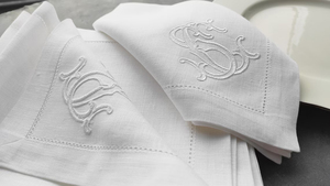 100% <strong>Linen</strong> <strong>Hemstitch</strong> Tea <strong>Napkin</strong> - Fine Dining Table <strong>Linen</strong> <strong>White</strong> Embroidered <strong>Monogrammed</strong> <strong>Linen</strong> Dinner <strong>Napkins</strong> Personalized