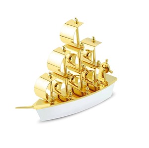 Premium Quality Elegant Metal Golden Ship Desktop Luxurious Nautical Decor for Office Table or Study <b>Desk</b> at Export Price - Product Image 4