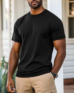 T-shirt en coton tricoté formel à épaules tombantes, coupe classique, personnalisé OEM 2025 pour hommes - Product Image 6