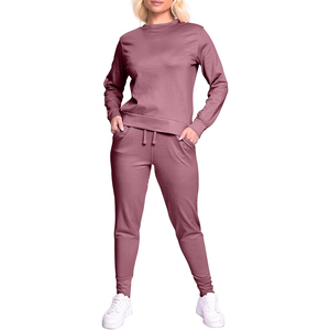 ชุดวอร์มผ้าคอตตอนฟลีซ2ชิ้นสำหรับผู้หญิงชุดออกกำลังกายผ้าคอตตอนโอเวอร์ไซส์ - Product Image 5