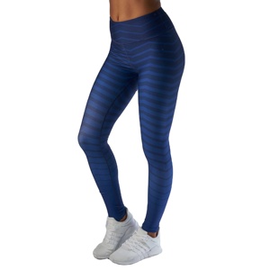 High Waist Full Length Yoga <b>Leggings</b> <b>Navy</b> Blue Striped Four-Way Stretch Seamless Sports Pants - Product Image 1