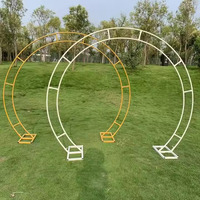 Décor arche de mariage Double cercle en métal, support circulaire d'arrière-plan pour mariage, double anneau, décorations de noël