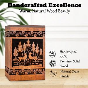 Urnes de cerf en bois pour cendres humaines Urnes de crémation pour hommes adultes, Urne funéraire Urne décorative, Urne funéraire Urne en bois pour cendres humaines - Product Image 3