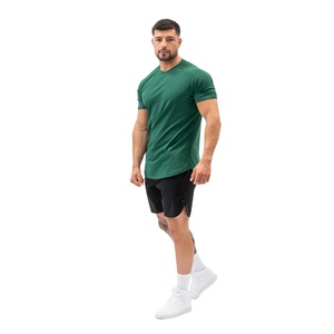 Performance Workout T-Shirt <b>Men</b> 100% Cotton 210gsm Slim Fit Short Sleeve O-Neck Lightweight <b>Stretch</b> Quick Dry Breathable Silk - Product Image 3