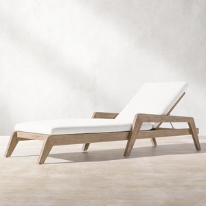 Tumbona moderna con marco de madera maciza de teca y cojín, muebles de exterior duraderos resistentes a los rayos UV para piscina, Hotel, Villa, uso - Product Image 4