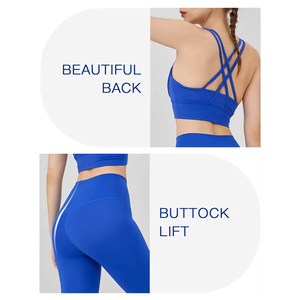 Conjunto de ropa deportiva sólida personalizada para mujer, Sujetador deportivo frontal de cintura alta sin costuras para Fitness, pantalones de Yoga, ropa de entrenamiento elástica, OEM de Bangladesh - Product Image 4