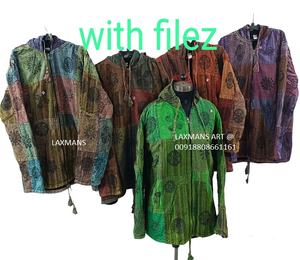 Cotton Nepali Winter Jackets Hoodies From India With Zipper Dyed Cotton Winter Jackets Patchwork Jackets Nepali Jacket Fleech - Product Image 1