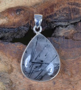 Pendentif design fait main pour femme en argent sterling 925 pierre précieuse noir rutile Style vintage bijoux fins pendentifs et breloques - Product Image 2
